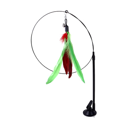 Cat Toys Simulation Bird Interactive Sucker Feather Bird with Bell Cat Stick Toy for Kitten Playing Teaser Wand Toy Cat Supplies