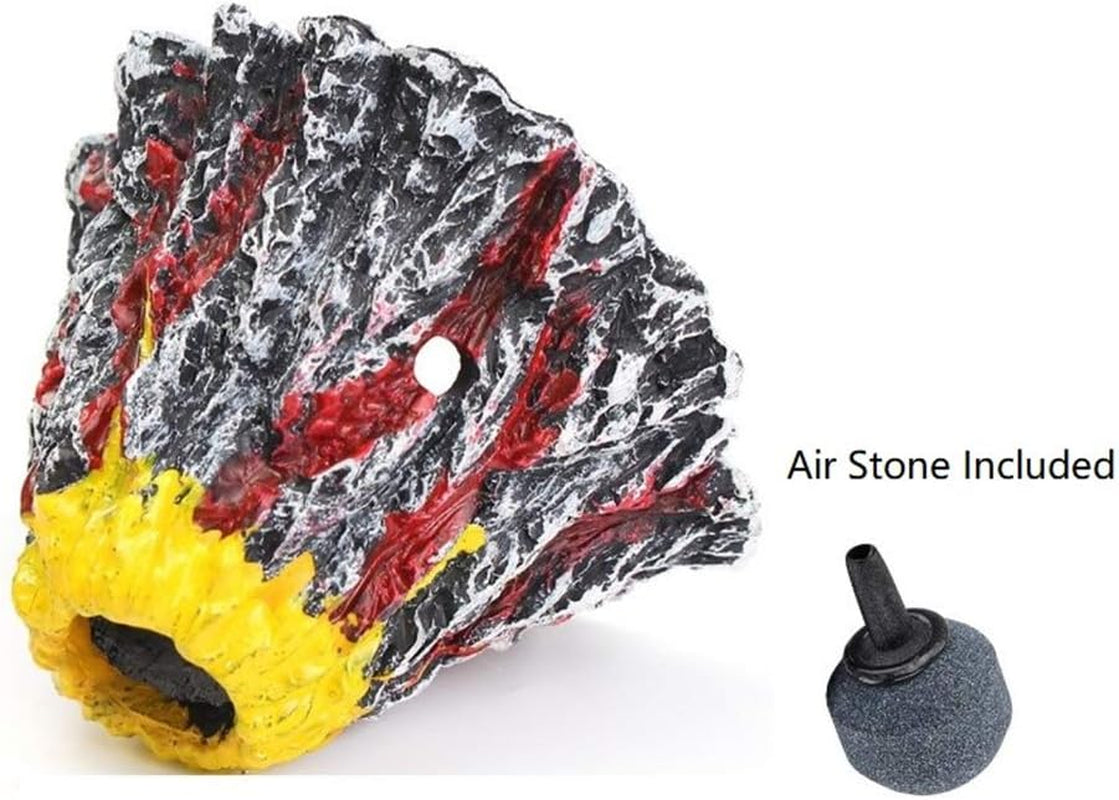 Pankero4C Aquarium Volcano with Air Bubble Stone, Realistic Fish Tank Volcano Ornaments for More Oxygen, Great Addition to Fish Tank Beta Aquarium