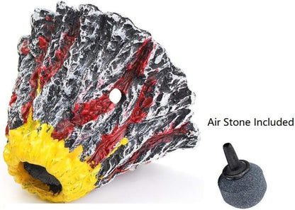 Pankero4C Aquarium Volcano with Air Bubble Stone, Realistic Fish Tank Volcano Ornaments for More Oxygen, Great Addition to Fish Tank Beta Aquarium