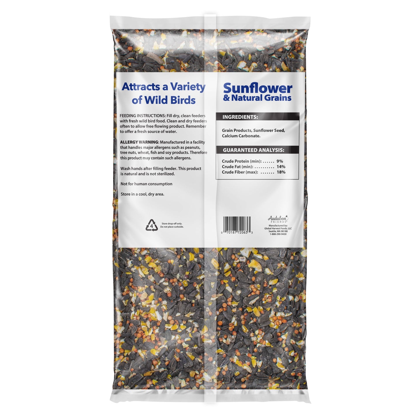 (5 Pack)  Sunflower & Natural Grains Wild Bird Feed, 5 Lb