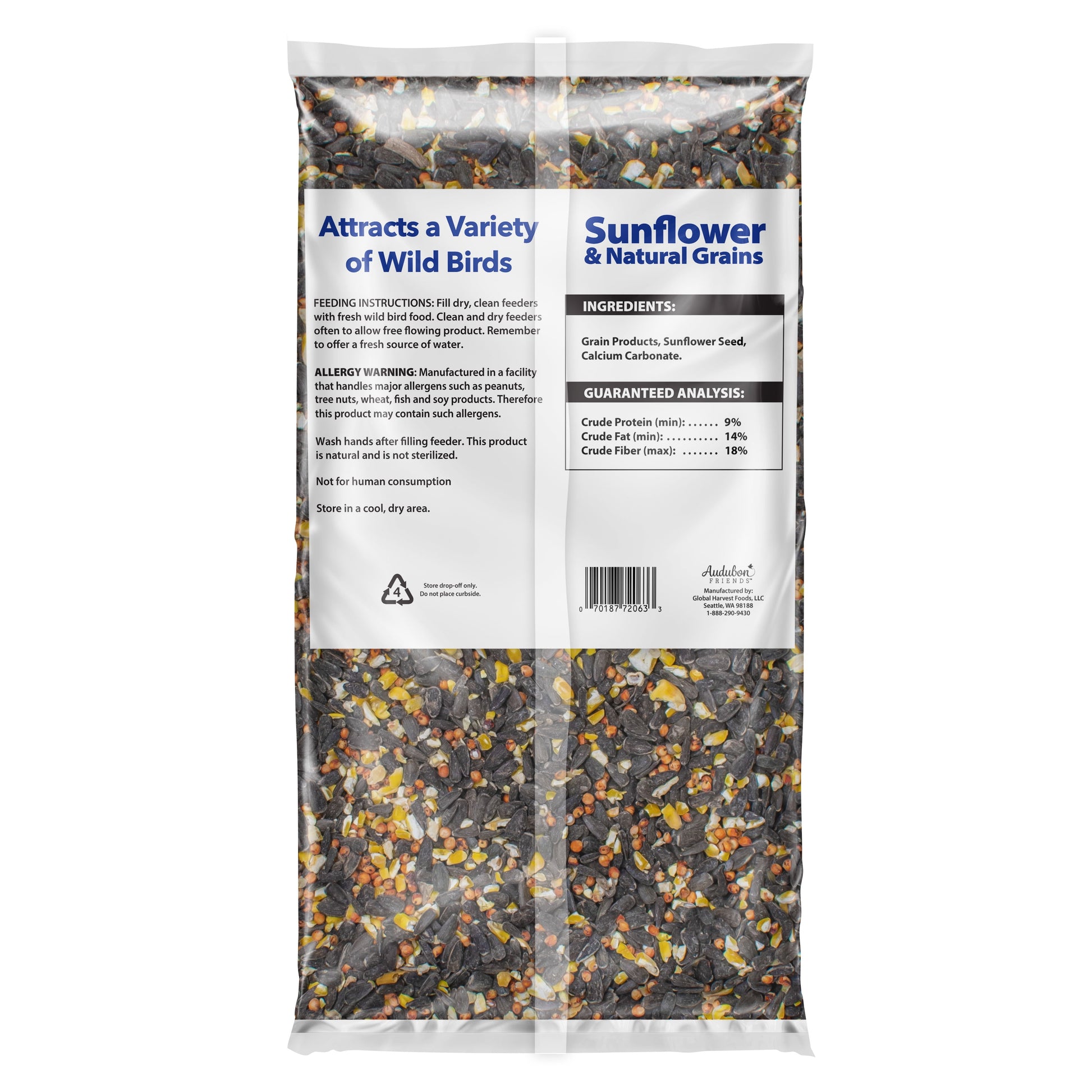 (5 Pack)  Sunflower & Natural Grains Wild Bird Feed, 5 Lb