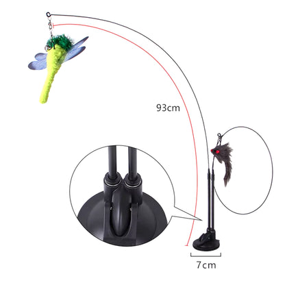 Cat Toys Simulation Bird Interactive Sucker Feather Bird with Bell Cat Stick Toy for Kitten Playing Teaser Wand Toy Cat Supplies