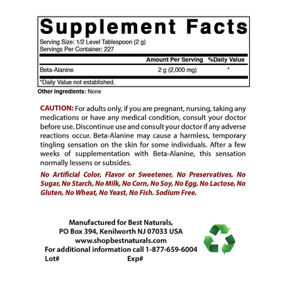 Beta Alanine Powder, 1 Lb, Increase Energy & Endurance