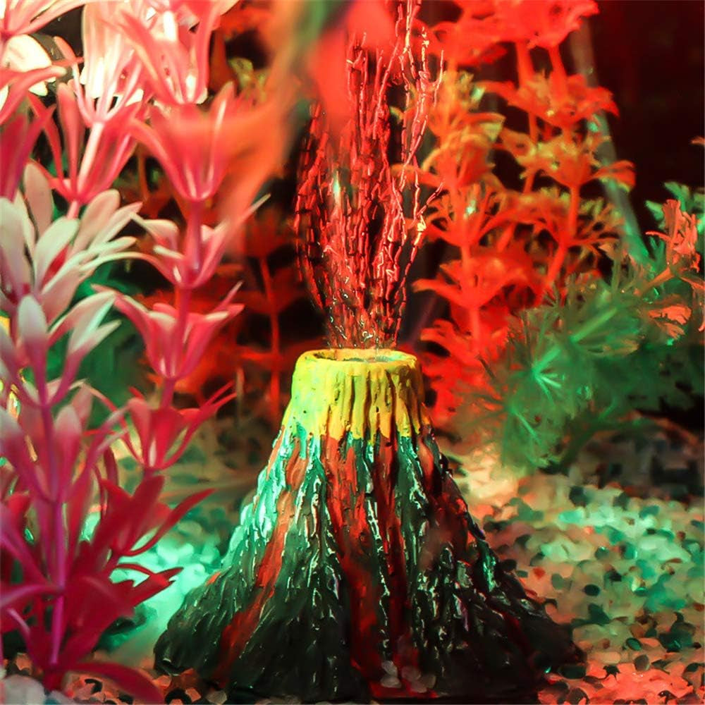 Pankero4C Aquarium Volcano with Air Bubble Stone, Realistic Fish Tank Volcano Ornaments for More Oxygen, Great Addition to Fish Tank Beta Aquarium
