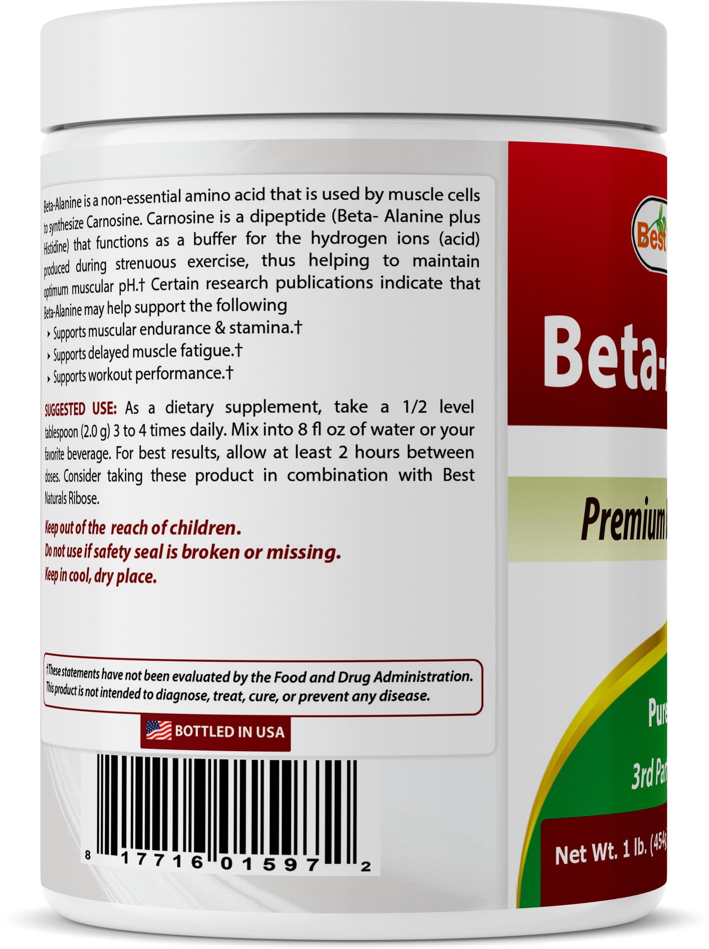 Beta Alanine Powder, 1 Lb, Increase Energy & Endurance