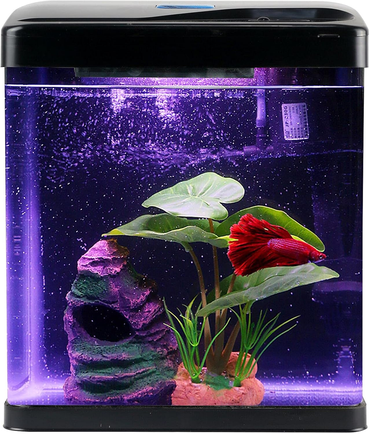 Betta Fish Tank Self Cleaning Glass 2 Gallon Small Nano Aquarium Starter Kits De