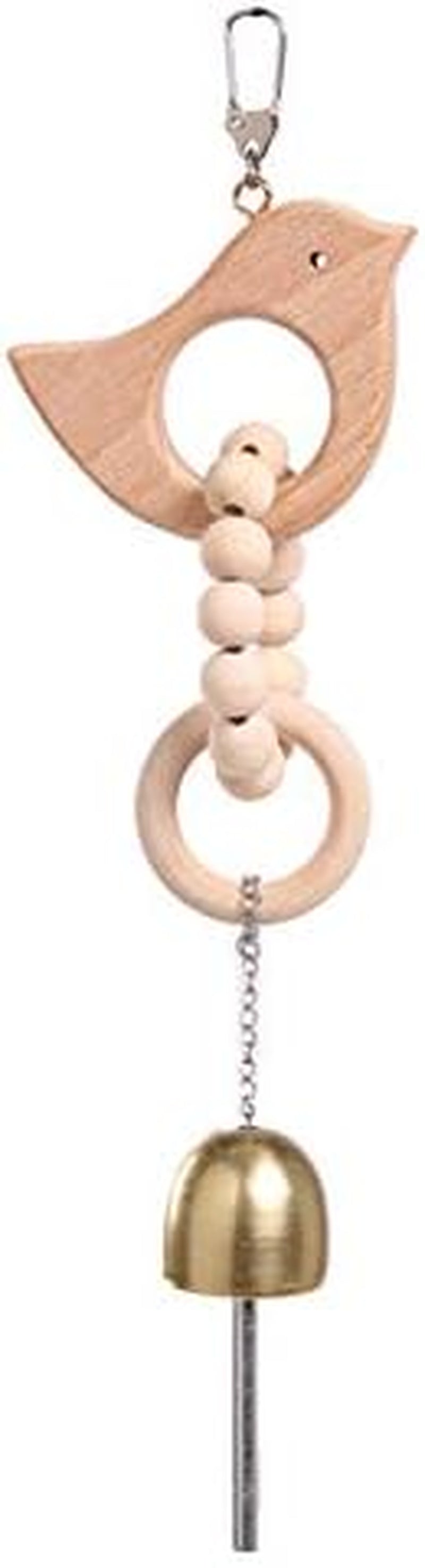 Safe Natural Wood Bird Cage Bite Toy with Bell, Hanging Pet Parrot Chew Play Toy for Sun Conures Monk Parakeets Cockatiels Lovebirds African Grey Cockatoo Amazon,Green-Cheeked Small Medium Budgies