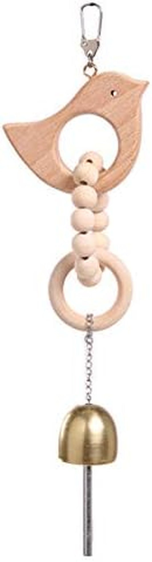 Safe Natural Wood Bird Cage Bite Toy with Bell, Hanging Pet Parrot Chew Play Toy for Sun Conures Monk Parakeets Cockatiels Lovebirds African Grey Cockatoo Amazon,Green-Cheeked Small Medium Budgies