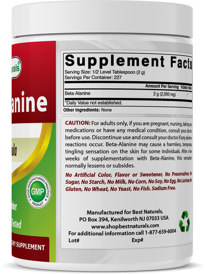 Beta Alanine Powder, 1 Lb, Increase Energy & Endurance