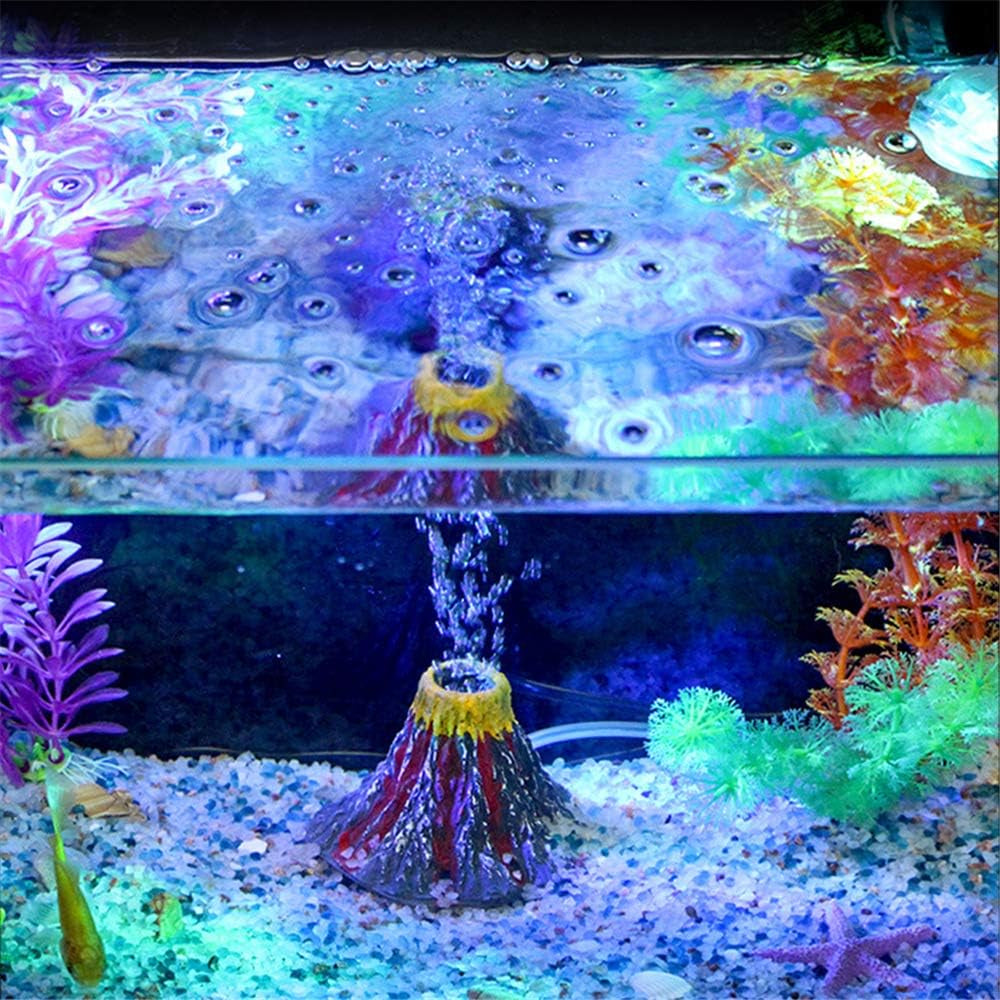 Pankero4C Aquarium Volcano with Air Bubble Stone, Realistic Fish Tank Volcano Ornaments for More Oxygen, Great Addition to Fish Tank Beta Aquarium