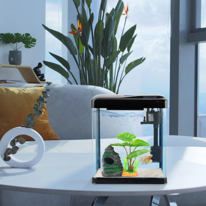 Betta Fish Tank Self Cleaning Glass 2 Gallon Small Nano Aquarium Starter Kits De