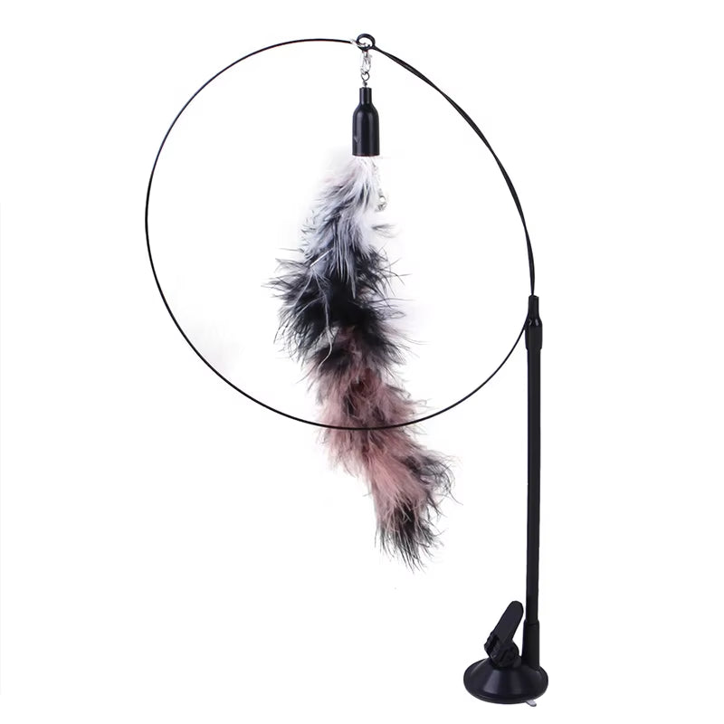 Cat Toys Simulation Bird Interactive Sucker Feather Bird with Bell Cat Stick Toy for Kitten Playing Teaser Wand Toy Cat Supplies